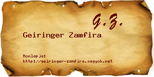 Geiringer Zamfira névjegykártya